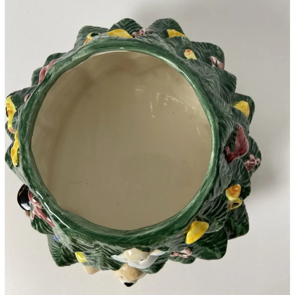 Vtg Earthenware Christmas Tree Cookie Jar w/Lid Home Trends Ceramic Kitchen